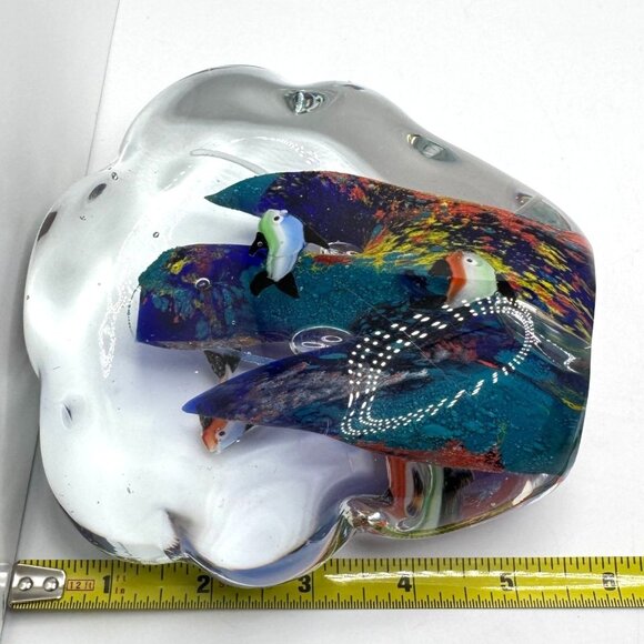 Vtg Murano Style Art Glass Aquarium Paperweight Colorful Fish Coral 4.5 lbs - Picture 4 of 10
